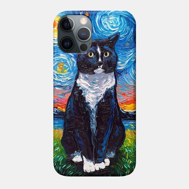 Tuxedo Cat Night - Cat - Phone Case