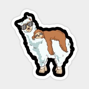 Cute & Funny Sloth Riding Llama Magnet