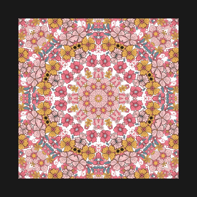 Flower and Hearts valentines and spring Kaleidoscope pattern (Seamless) 3 by Swabcraft