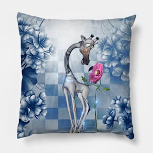 Funny giraffe with flowers Pillow