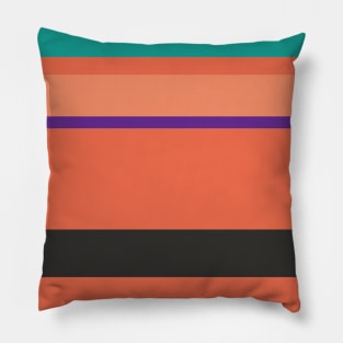 A well-made bind of Orange Pink, Big Foot Feet, Christmas Purple, Persian Green and Dark Grey stripes. Pillow