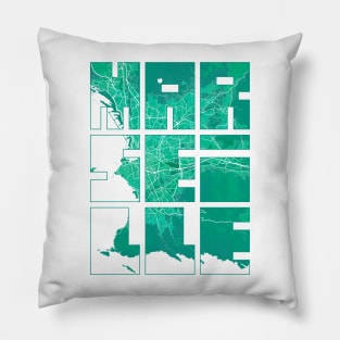 Marseille, France City Map Typography - Watercolor Pillow