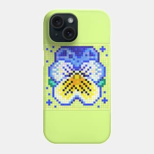 Celestial Blue And Yellow Pansy Pixel Art Phone Case