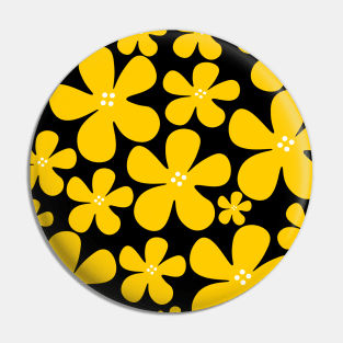 Yellow and black floral flowers pattern Pin