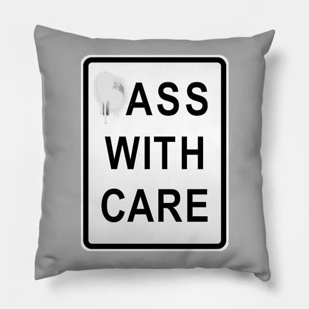 pAss With Care Pillow by doomthreads