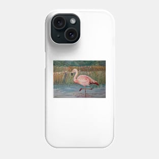 Pink flamingo on the Muga River Phone Case