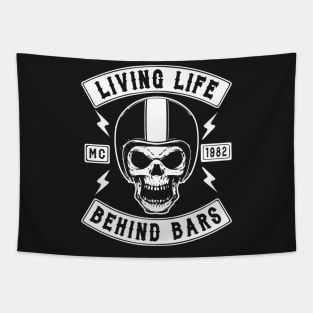 BIKER, LIVING LIFE BEHIND BARS Tapestry