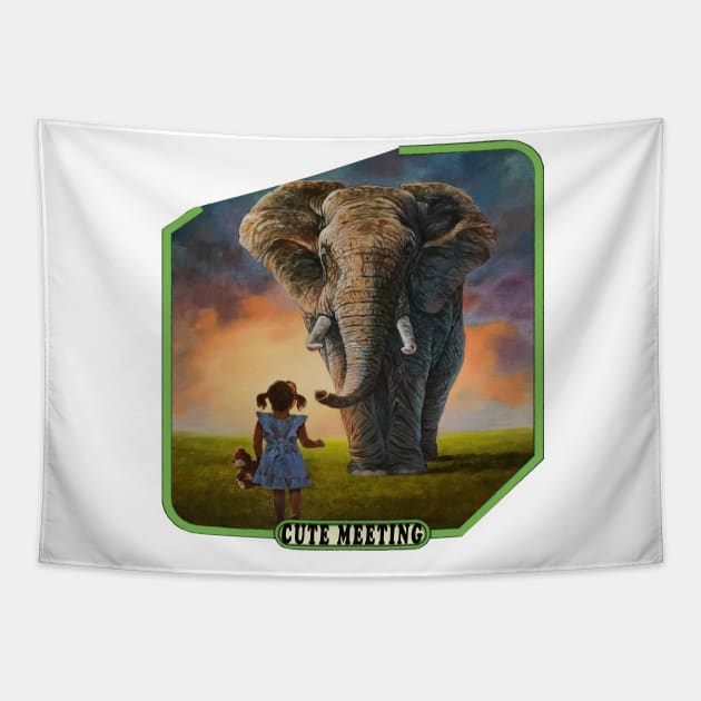 Girl and elephnat Tapestry by Ilustradamus