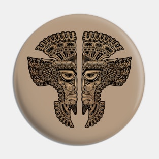 Stone Mayan Twins Mask Illusion Pin