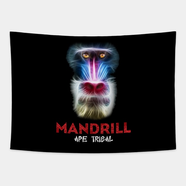 Ape Tribal (Mandrill) Tapestry by faizakatsuki