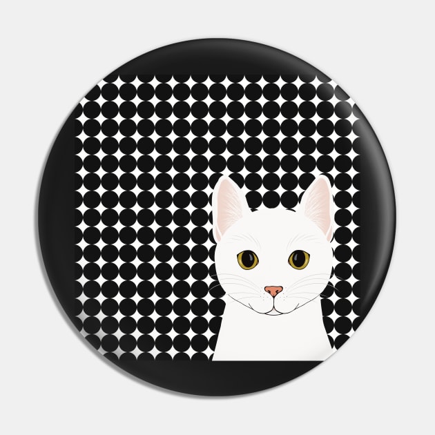 The cute white cat queen is watching you , white and black background pattern Pin by marina63