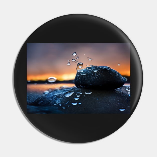 Rock With Raindrops,In The Sunset, Macro Background, Close-up Pin by Unwind-Art-Work