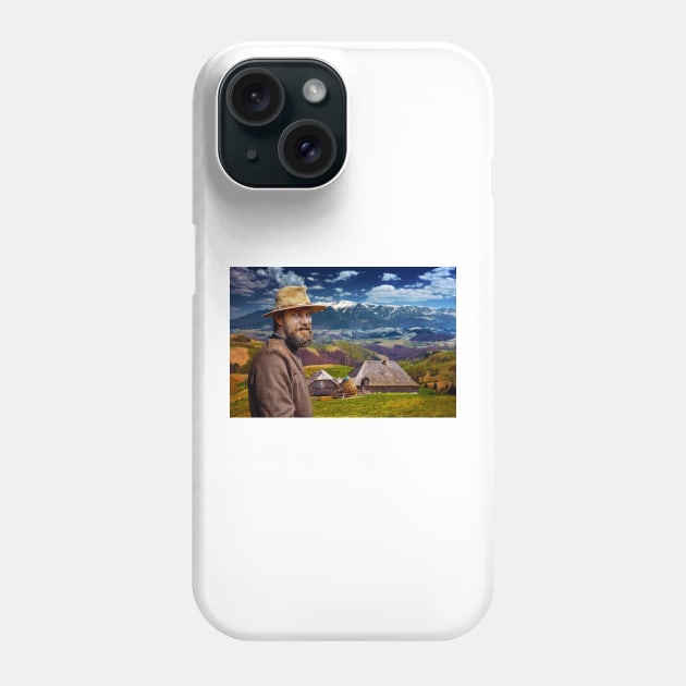 Bearded farmer by his house in the mountain Phone Case by naturalis