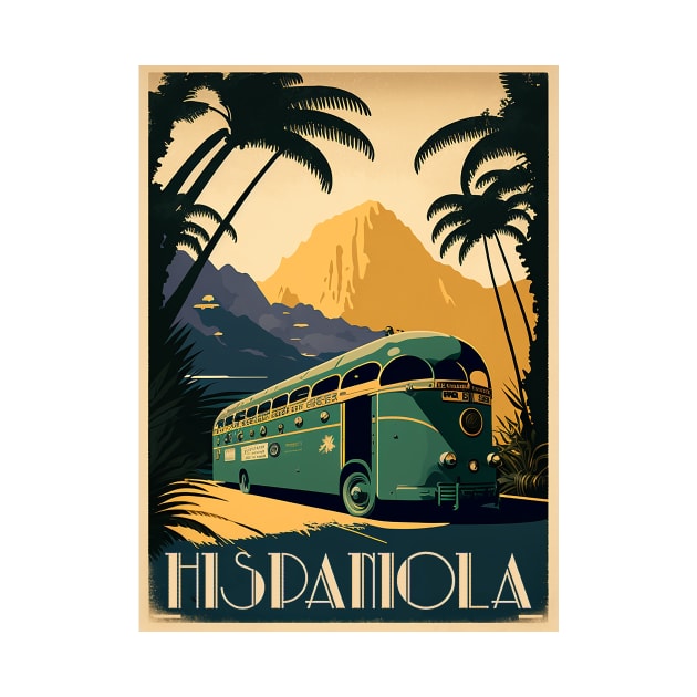 Hispaniola Dominican Republic Vintage Travel Art Poster by OldTravelArt