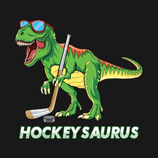 Hockeysaurus Dinosaur Ice Hockey Trex Kids Boys Ice Hockey T-Shirt