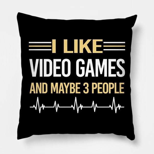 3 People Video Games Game Gaming Gamer Pillow by symptomovertake