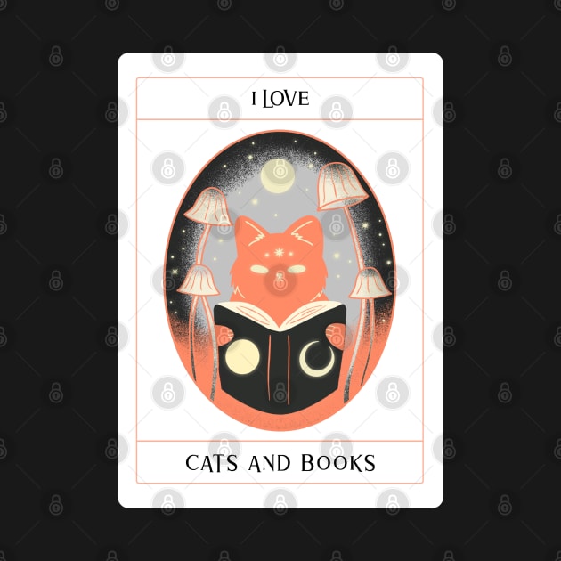 I Love Cats And Books Cards by TayaDesign