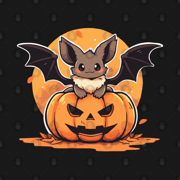 A tiny bat in a pumpkin by etherElric