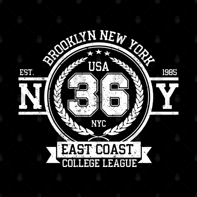 Brooklyn New York College League Vintage Denim by ChrisPrintShop