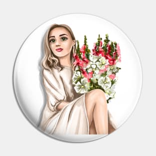 Beautiful girl with flowers Pin