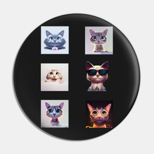 Funny and Cute Cat and Kitten Sticker Pack Pin