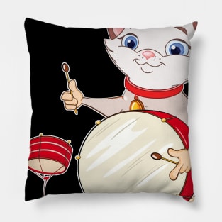 Cool Cat Playing Jazz on Drums Pillow