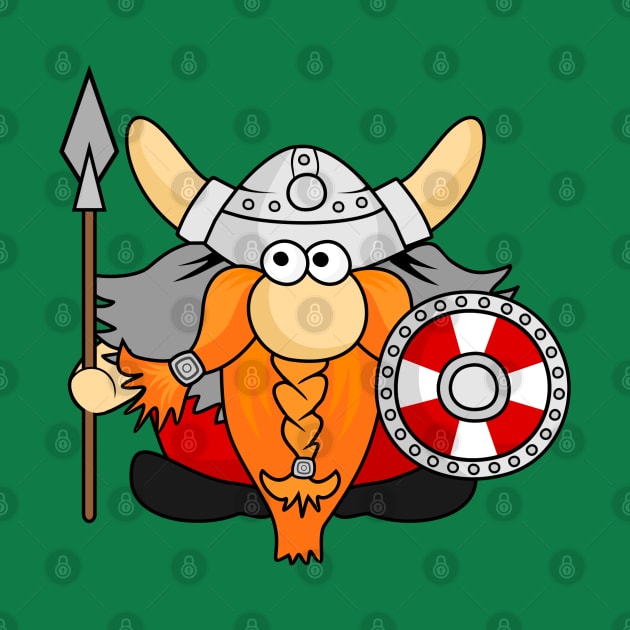 Funny Little Viking Warrior Cartoon Illustration by RageRabbit