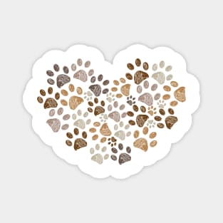 Made of heart doodle brown paw print Magnet