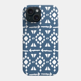 Boho Mud Cloth Pattern On Blue Phone Case