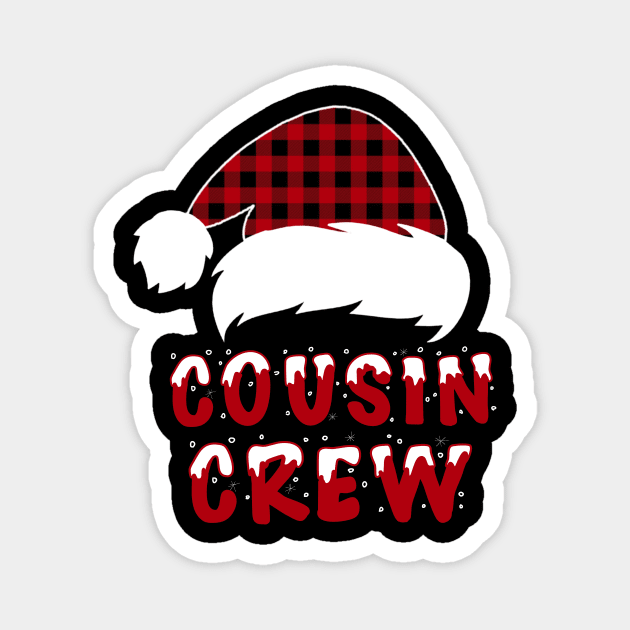 Cousin Crew Red Plaid Santa Hat Family Matching Christmas Pajama Magnet by Sincu