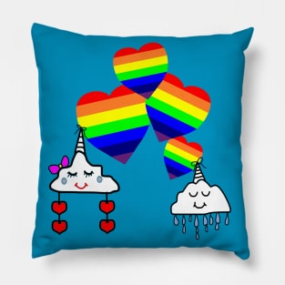 Cloud unicorn rainbow love pride Pillow