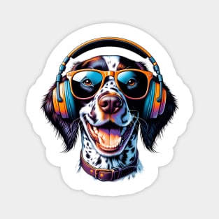 Small Munsterlander Pointer Smiling DJ with Headphones and Sunglasses Magnet