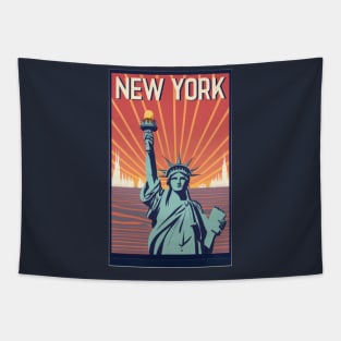 A Vintage Travel Art of New York - US Tapestry