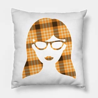 Plaid Head Silhouette Pillow