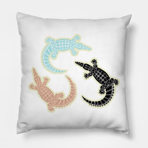 Crocodile alligators Pillow by Marccelus