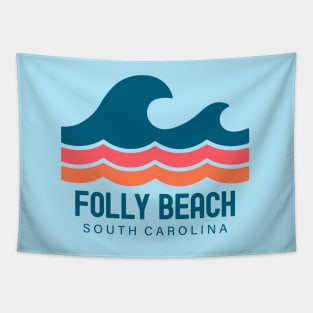 Folly Beach South Carolina Vintage Wave Tapestry