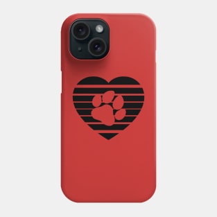 Dog Paw Heart Valentine - Black Phone Case