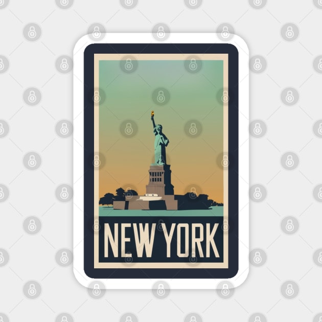 A Vintage Travel Art of New York - US Magnet by goodoldvintage