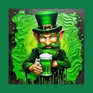 St. Patrick's Day Leprechaun Drinking Green Beer T-Shirt