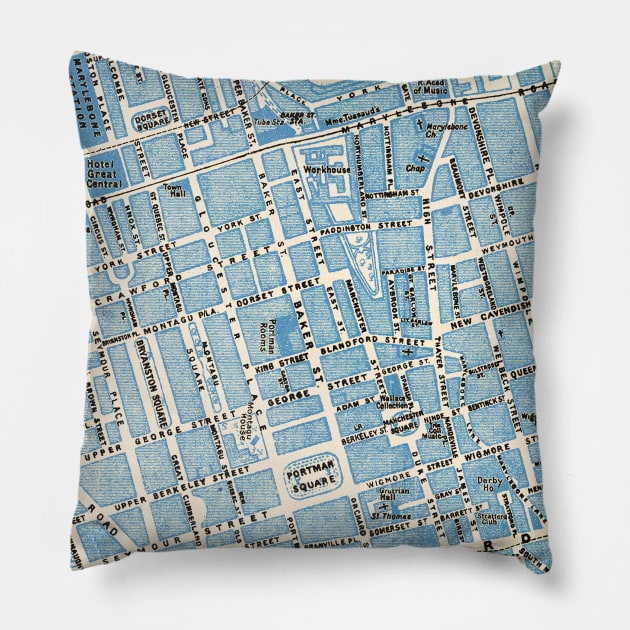 Vintage London Map: Sherlock's Baker Street Pillow by I Heart British TV