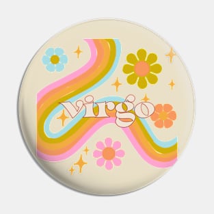 virgo 70s Rainbow with flowers Pin