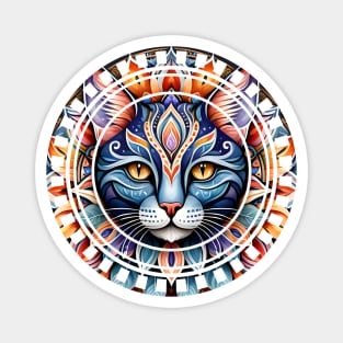 Ancient Blue Cat Mandala Magnet