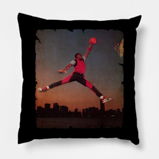 Young Michael Jordan Dunk Vintage Pillow