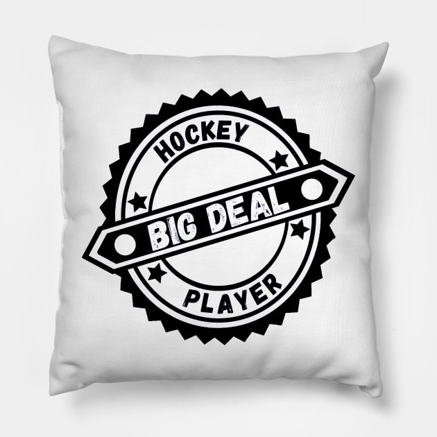 Big Deal Hockey Player Pillow by Aspectartworks