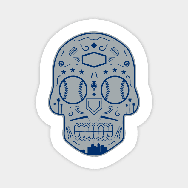 Los Angeles Baseball Sugar Skull Magnet by StickyHenderson