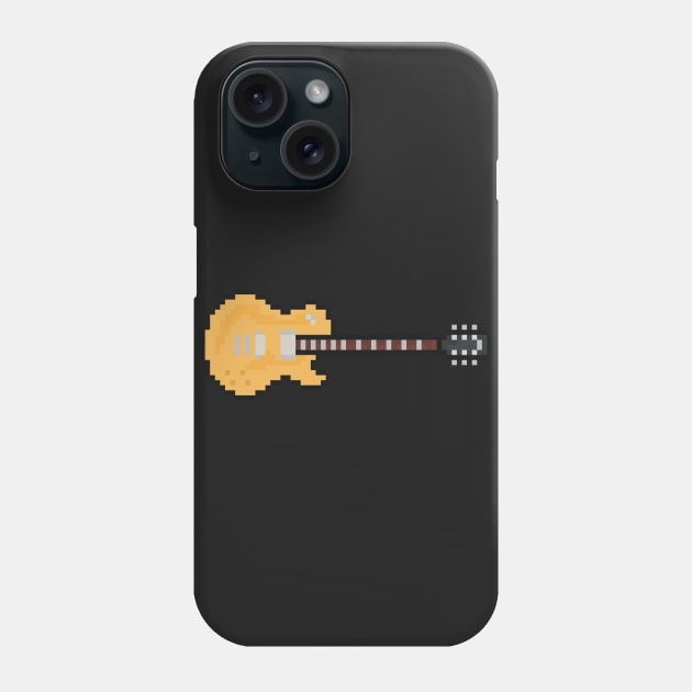 Pixel Light Golden Blackout Guitar Phone Case by gkillerb