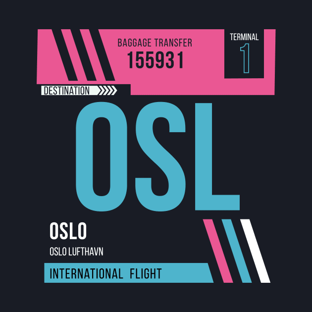 Oslo (OSL) Airport Code Baggage Tag by SLAG_Creative