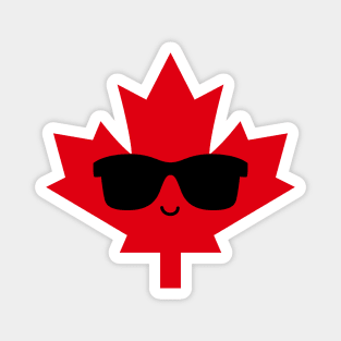 Cool Canada Day Maple Leaf with Sunglasses (Red) Magnet