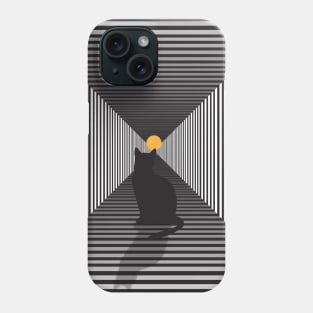 black cat inside the illution tunnel Phone Case