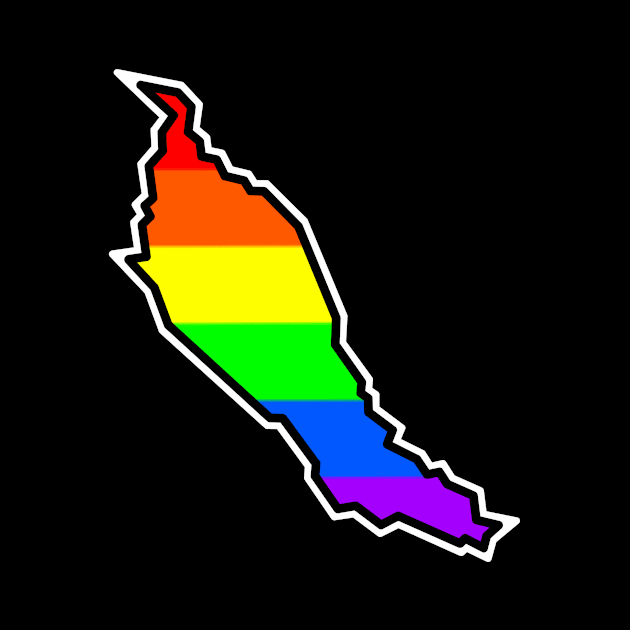 Denman Island Silhouette - Pride Flag - Bright Rainbow Colours - Denman Island by Bleeding Red Pride